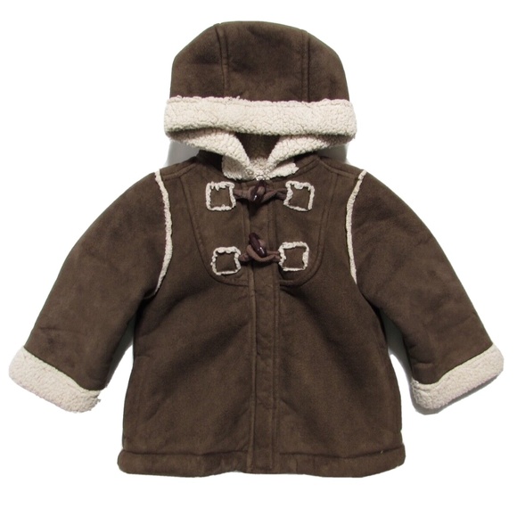 Old Navy Hooded Shearling Jacket Baby Size 12-18 Months - Picture 1 of 4